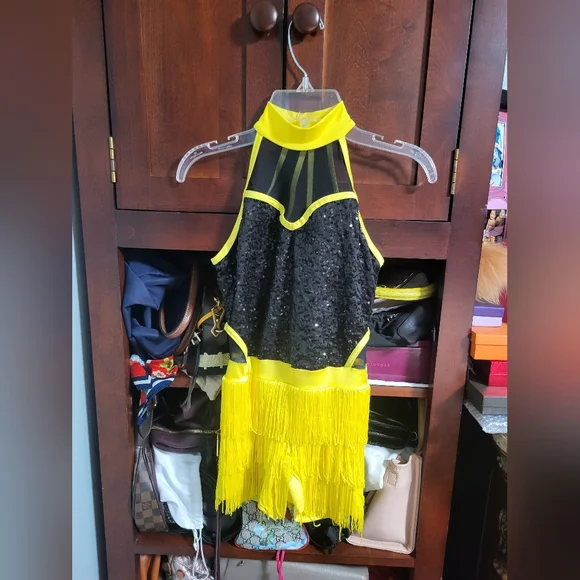 Weissman Showtime 13331 Forever Love Yellow & Black Jazz Tap Dance Costume 7 y